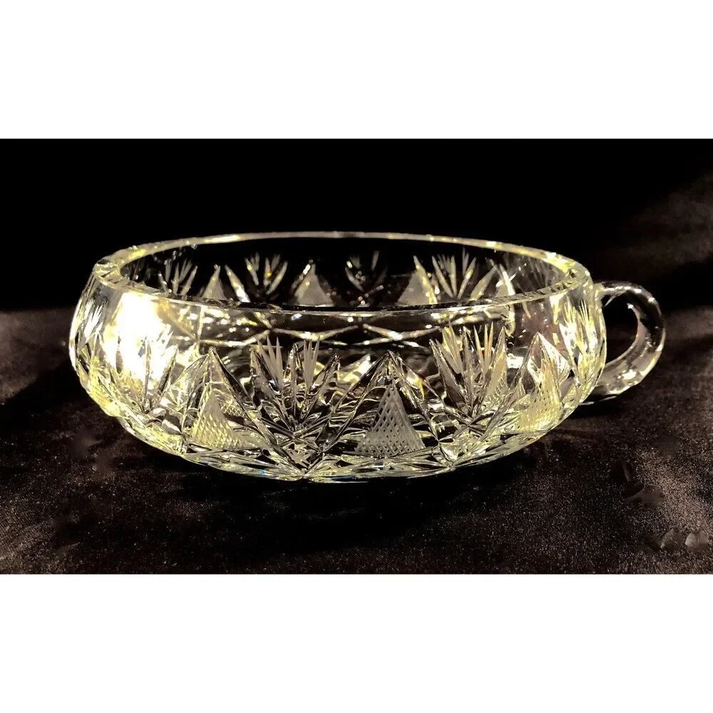 Cut Crystal Dessert / Wine Bottle Coaster/ Nappy / Trinket Dish, MF Unknown